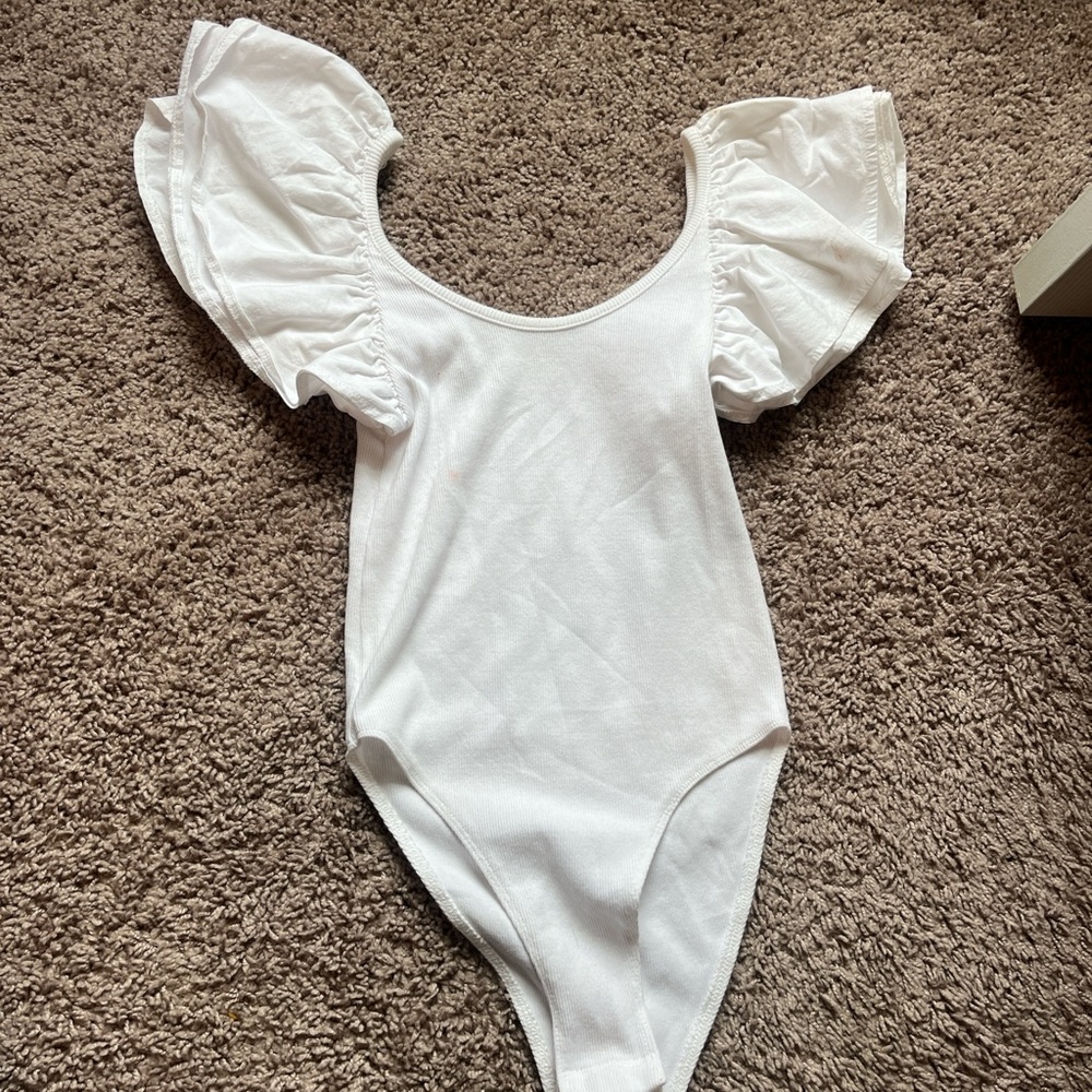 Zara White Puff Sleeve Bodysuit